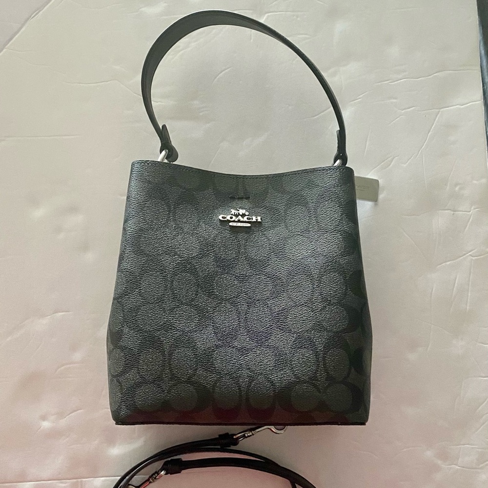 Coach Black and Gray Bucket Crossbody Bag
